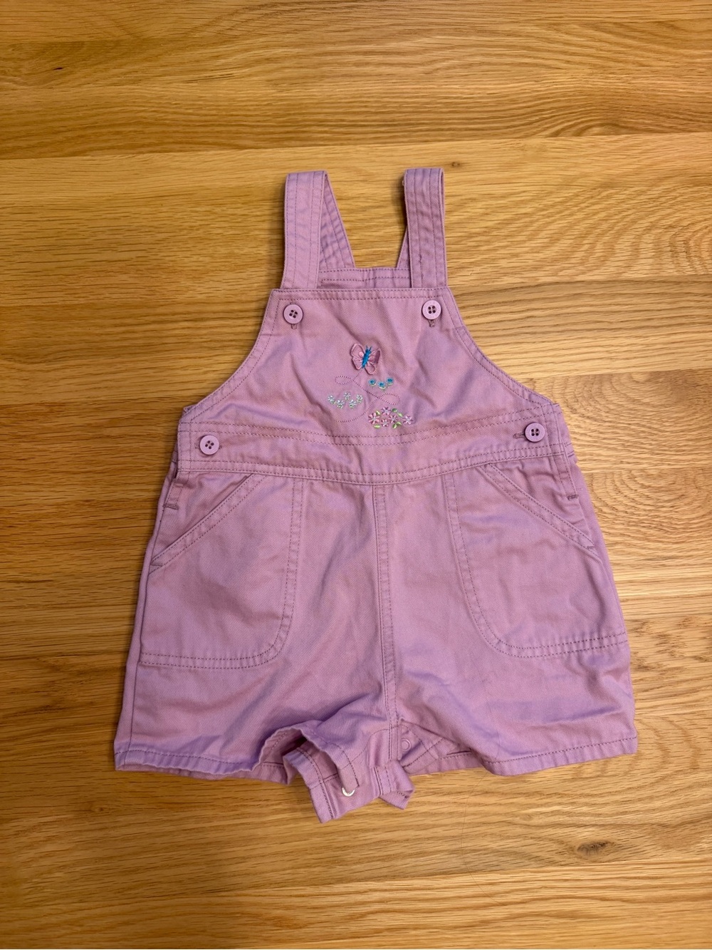 Vintage OshKosh B'gosh Cotton Lilac Short Overalls with butterfly Detail